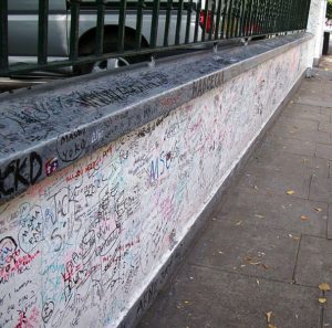 Graffiti on the wall outside Abbey Road